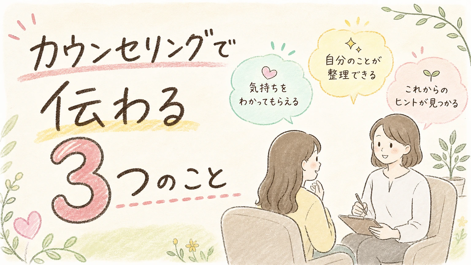 美容室で髪の悩みをうまく伝えられない方へ|カウンセリングの伝え方の内容を示すアイソメトリック図解