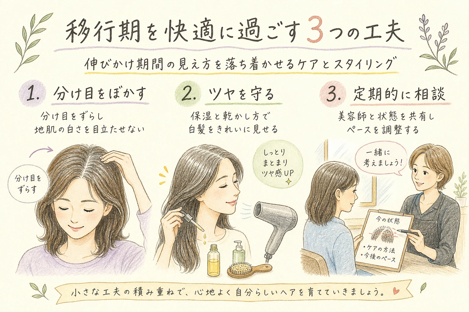 移行期を快適に過ごす3つの工夫｜伸びかけ期間の見え方を落ち着かせるケアとスタイリング