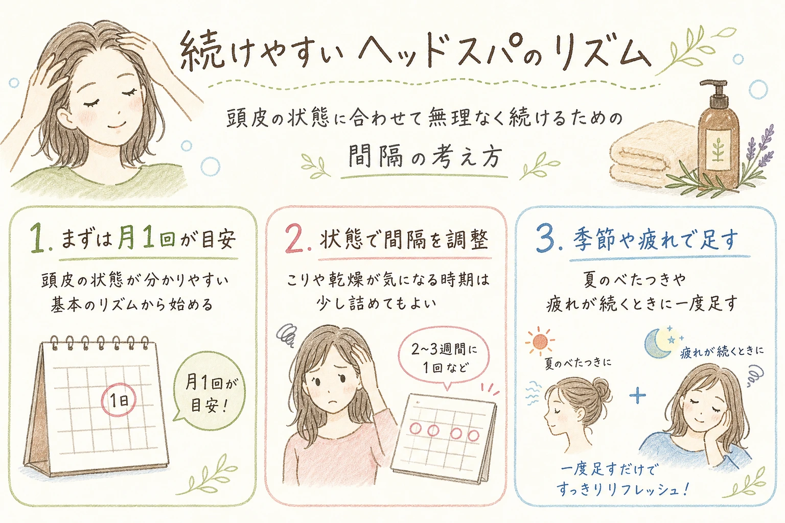 続けやすいヘッドスパのリズム｜頭皮の状態に合わせて無理なく続けるための間隔の考え方