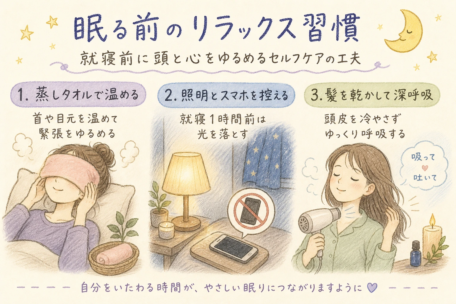 眠る前のリラックス習慣｜就寝前に頭と心をゆるめるセルフケアの工夫