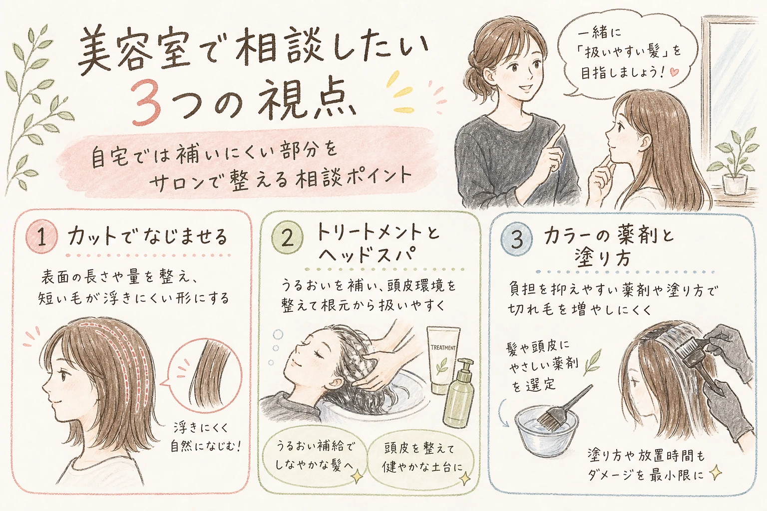 美容室で相談したい3つの視点｜自宅では補いにくい部分をサロンで整える相談ポイント