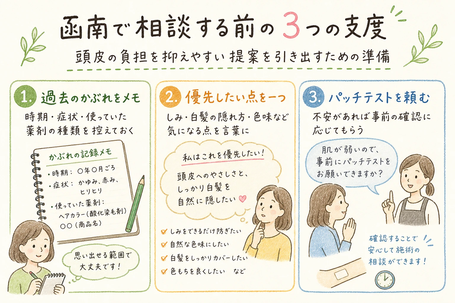 函南で相談する前の3つの支度｜頭皮の負担を抑えやすい提案を引き出すための準備