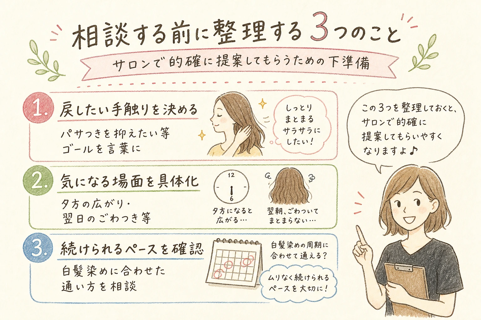 相談する前に整理する3つのこと｜サロンで的確に提案してもらうための下準備