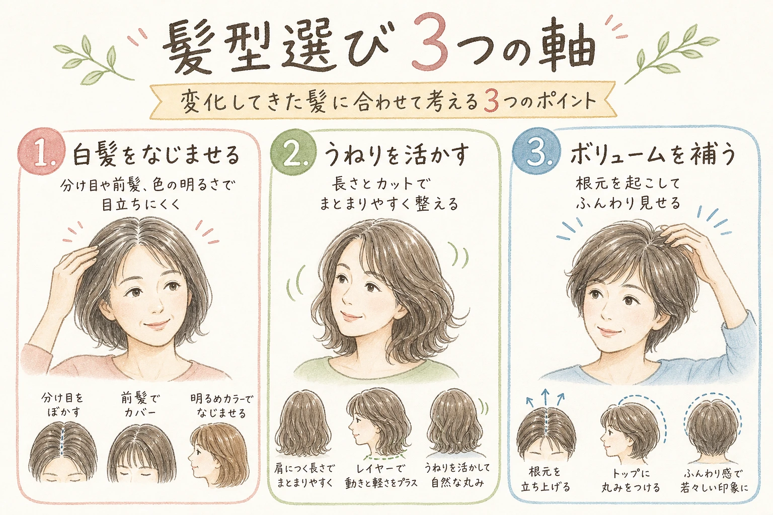 髪型選び 3つの軸｜変化してきた髪に合わせて考える3つのポイント
