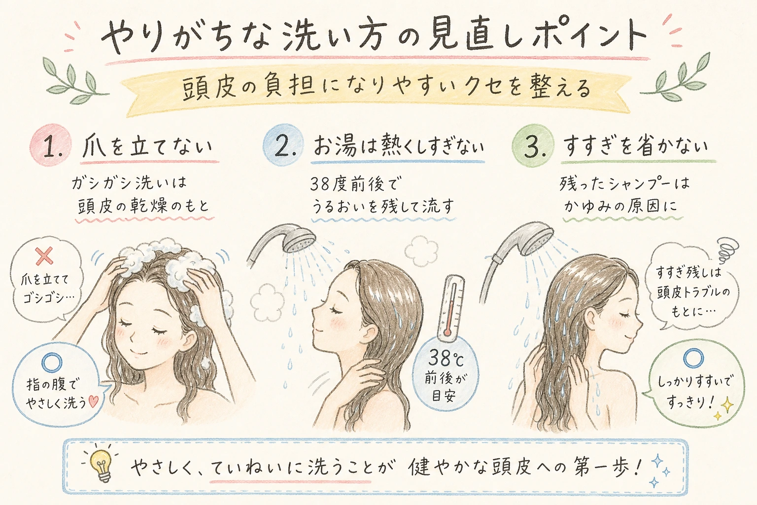 やりがちな洗い方の見直しポイント｜頭皮の負担になりやすいクセを整える