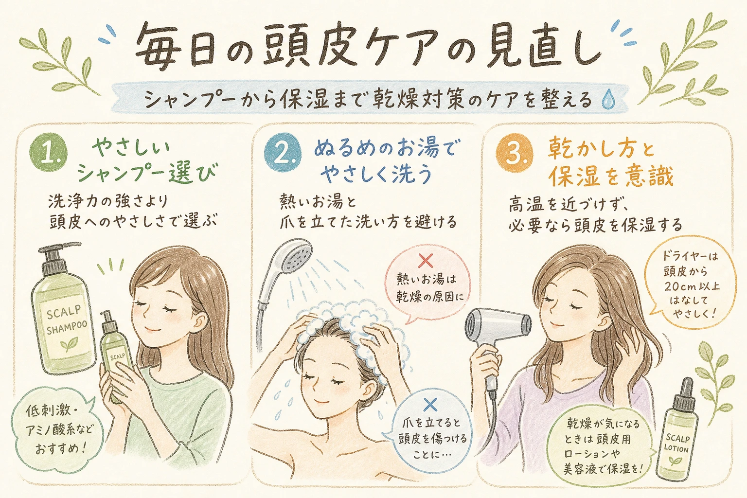 選び方や相談のポイントを示す手書きイラスト風の補足図解